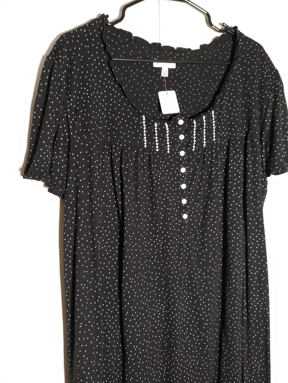 Secret Treasures 4X 26/28 Black & White Polka Dots Short Sleeve Nightgown - Picture 2 of 7